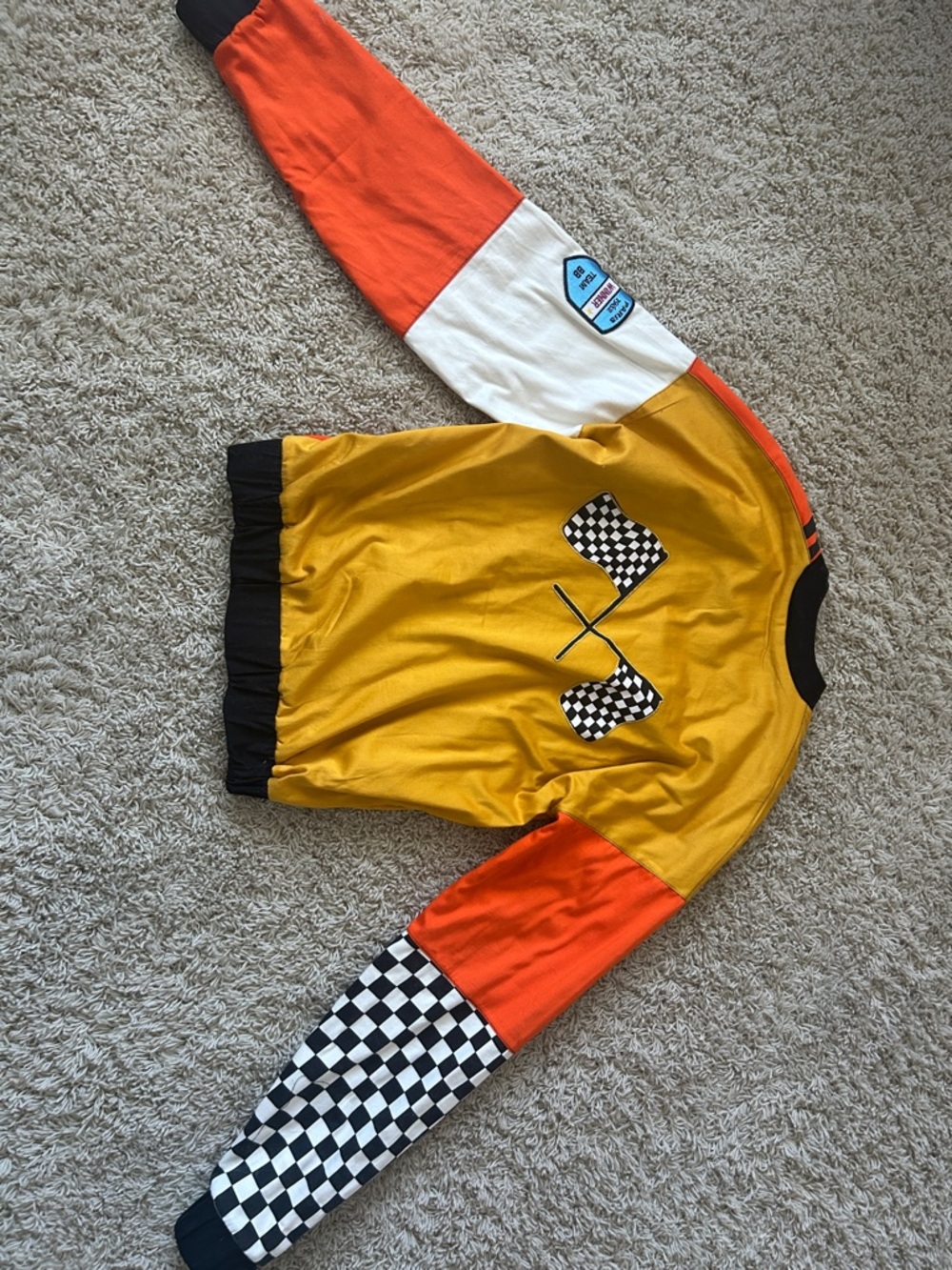 Bandy Button Colorblock Racing Jacket - Yellow & Orange Size 12/13 - Picture 6 of 8